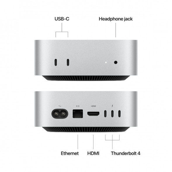 Компьютер Apple Mac mini M4 2024 (MU9E3) (10 Core GPU, 16ГБ, 512ГБ SSD, Apple, macOS), серебристый в Петрозаводске