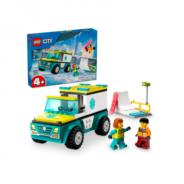 Конструктор LEGO City 60403 Скорая помощь и сноубордист в Петрозаводске